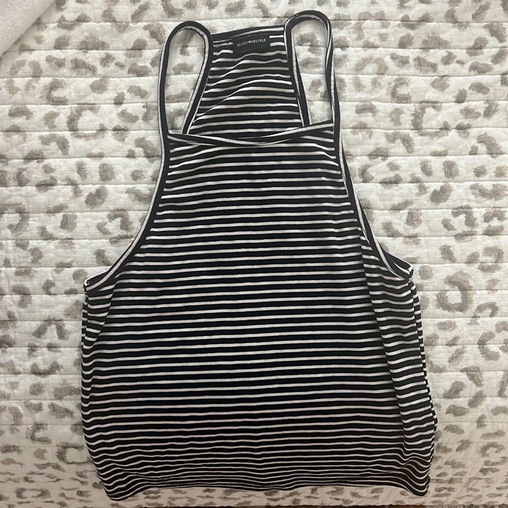 Brandy Melville navy and white striped tank